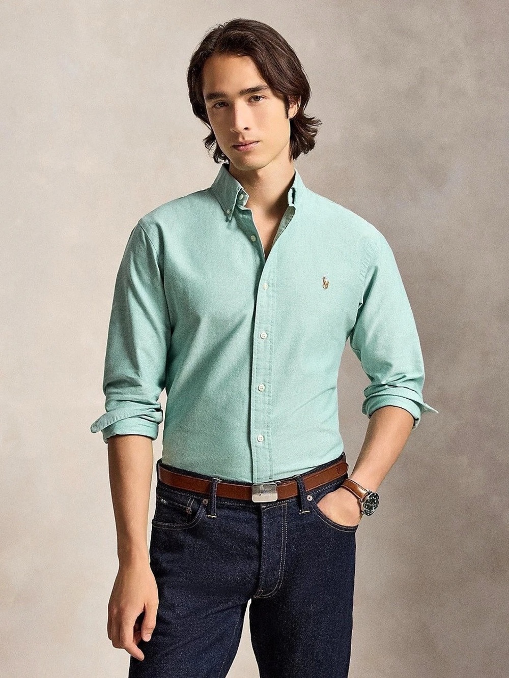 Polo Ralph Lauren Men’s XL Classic Fit Oxford Shirt Mint Green Multicolor Pony